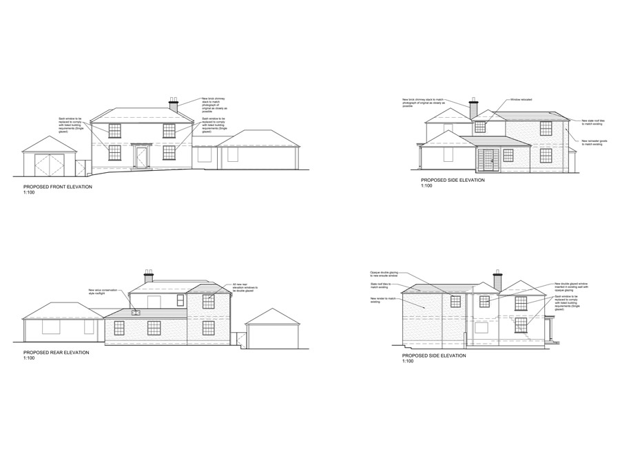 Grade II Listed Extension - Proposed elevations