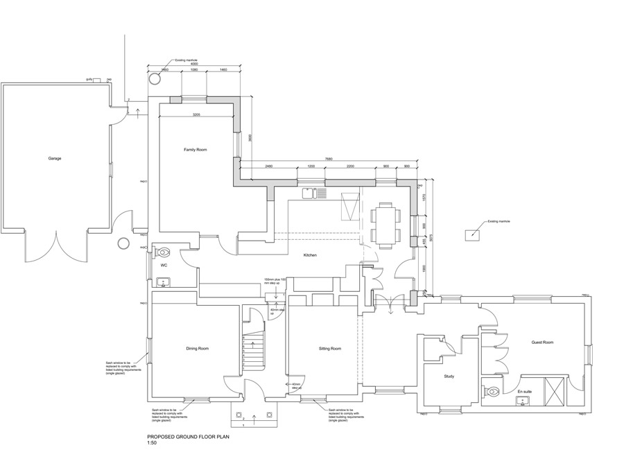 Grade II Listed Extension - Proposed ground floor