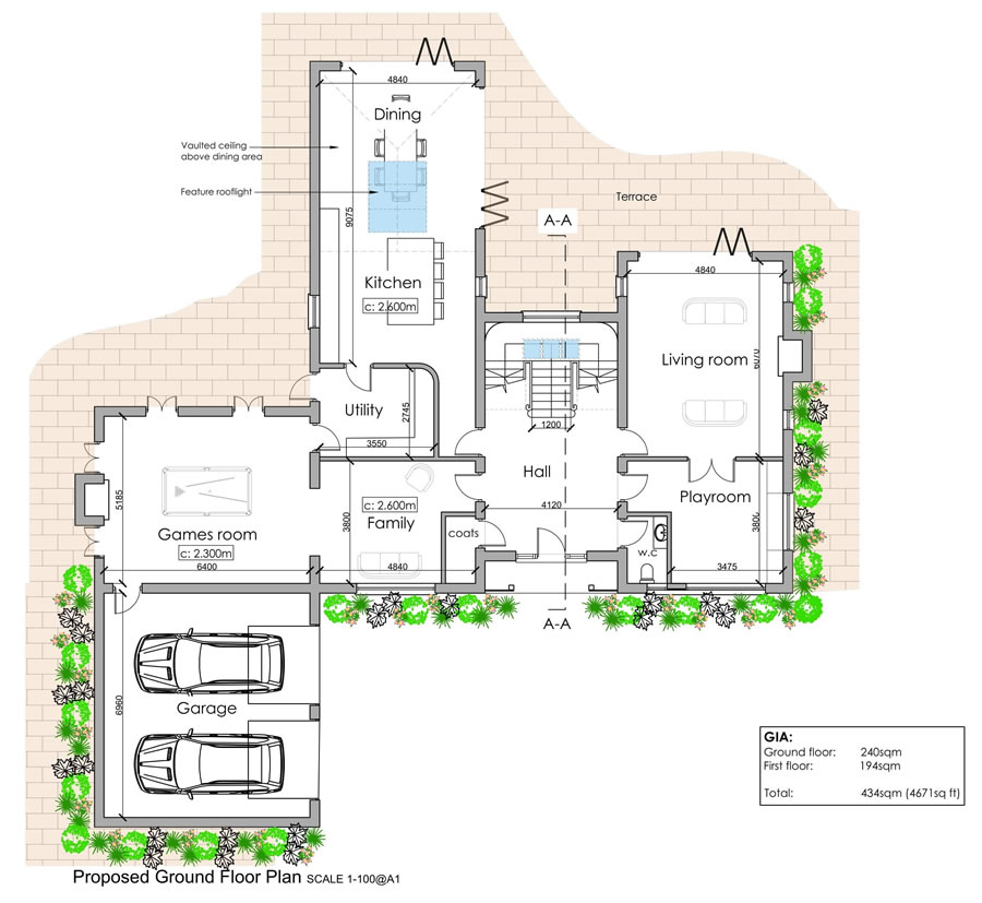 New Build at Kirtling Ground Floor Plan by Lynwood Associates